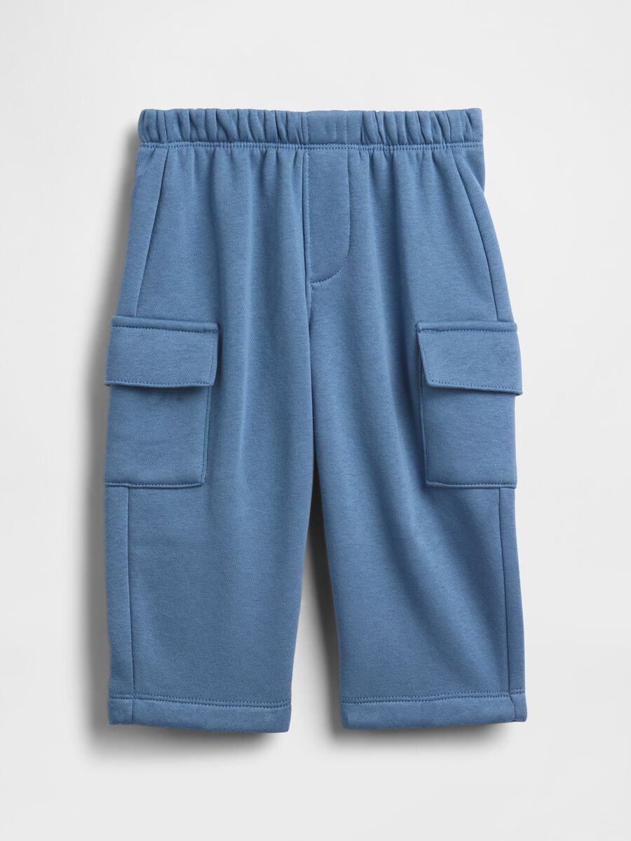 Blue Cotton Blend Baby Trousers_0