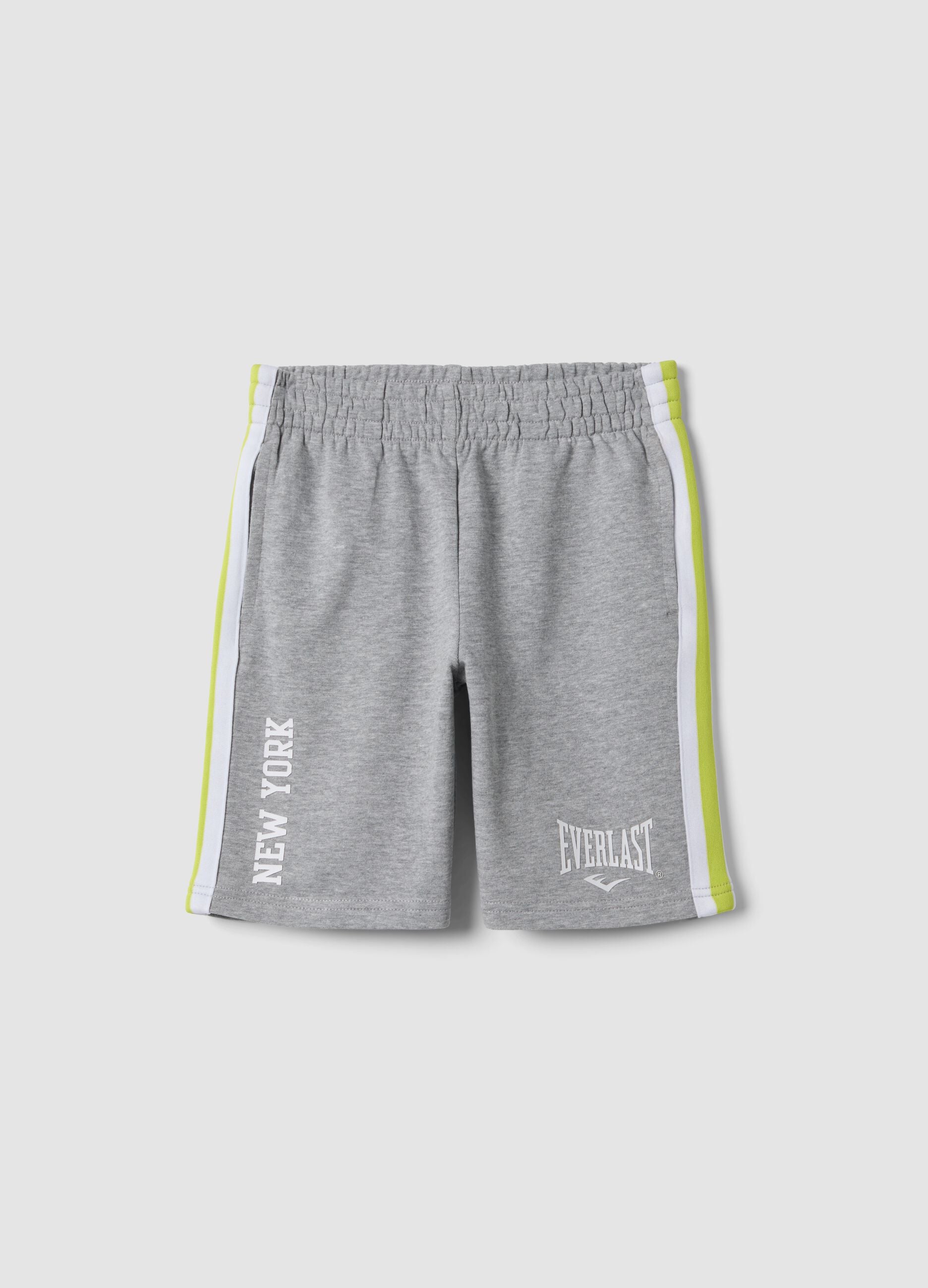Grey pure cotton shorts with side stripes