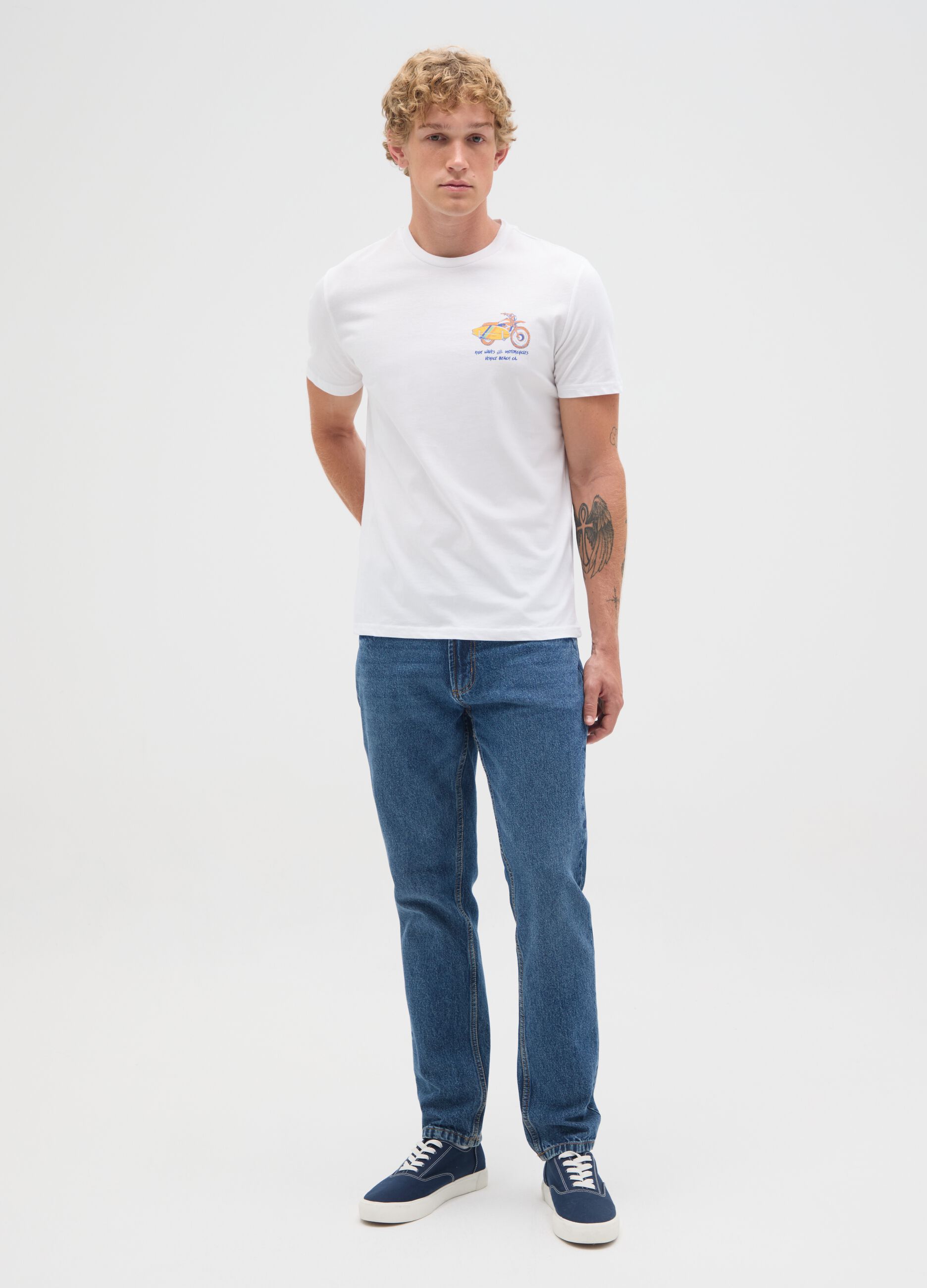 Men's White Pure Cotton T-Shirt Regular Fit