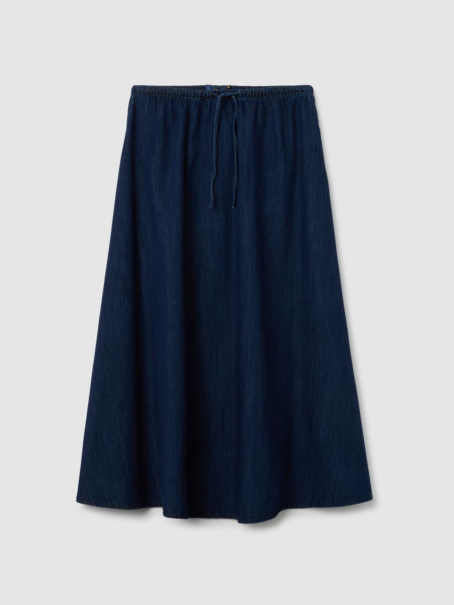 Gonna lunga da donna in puro cotone blu regular fit_4