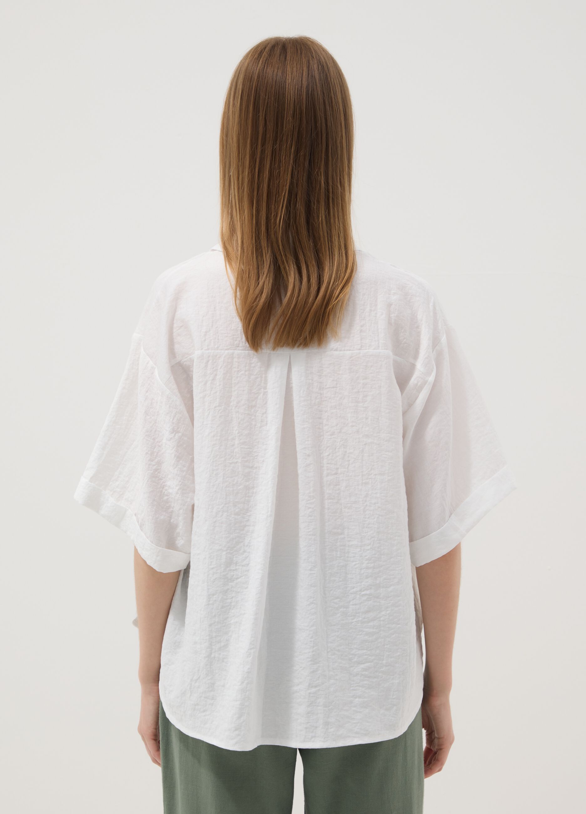 White viscose-blend shirt