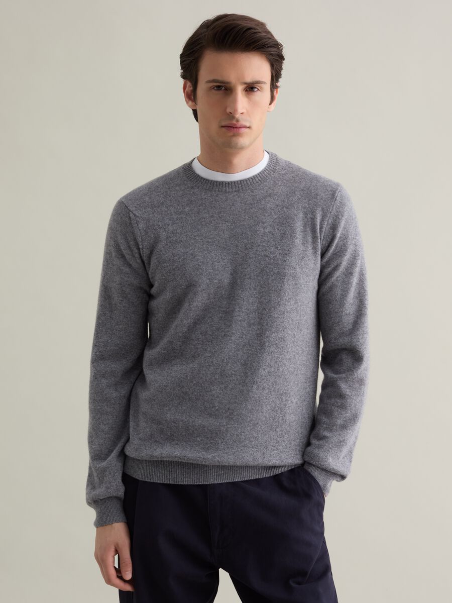 Mélange pullover with round neck in lambswool_0