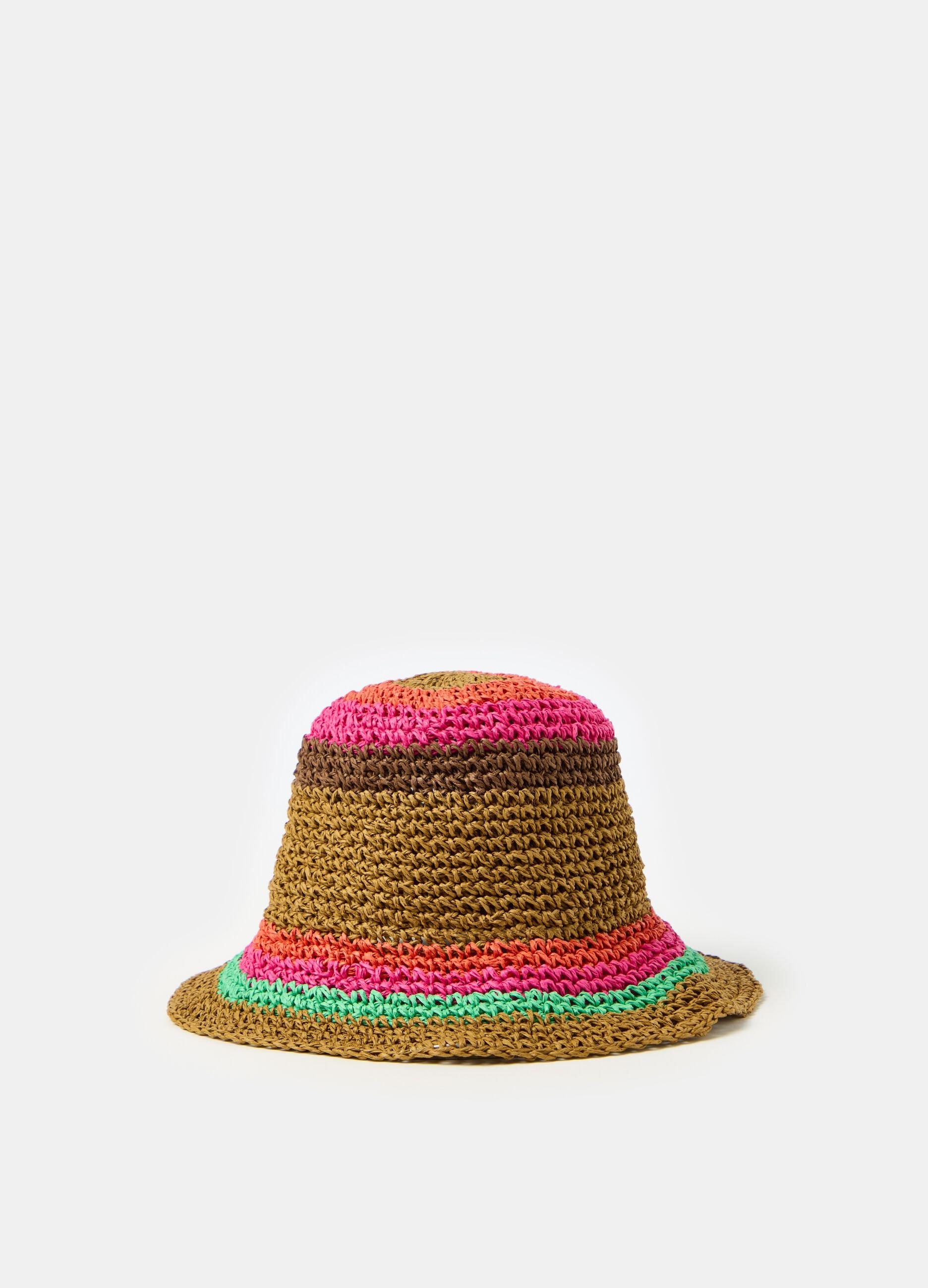 Ovs Cappello in rafia con fantasia a righe