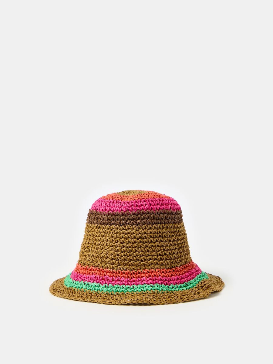 Raffia hat with striped pattern_0