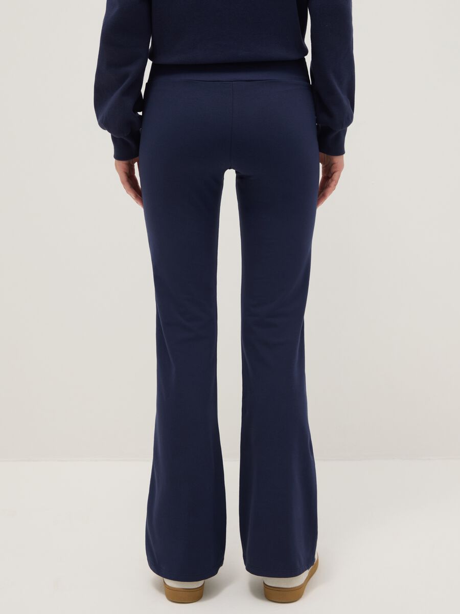 Blue Stretch Cotton Flare Fit Leggings_2