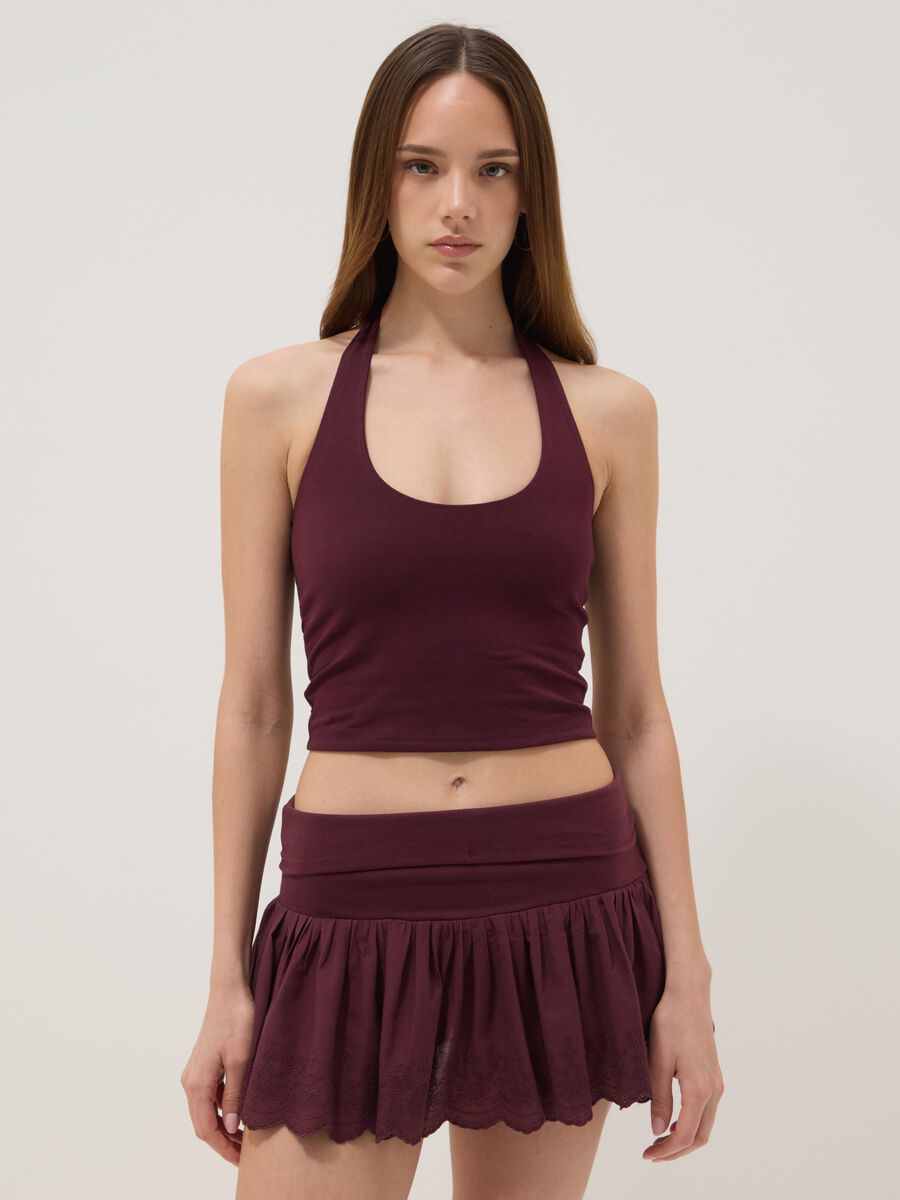 Top viola in cotone elasticizzato fitted_1