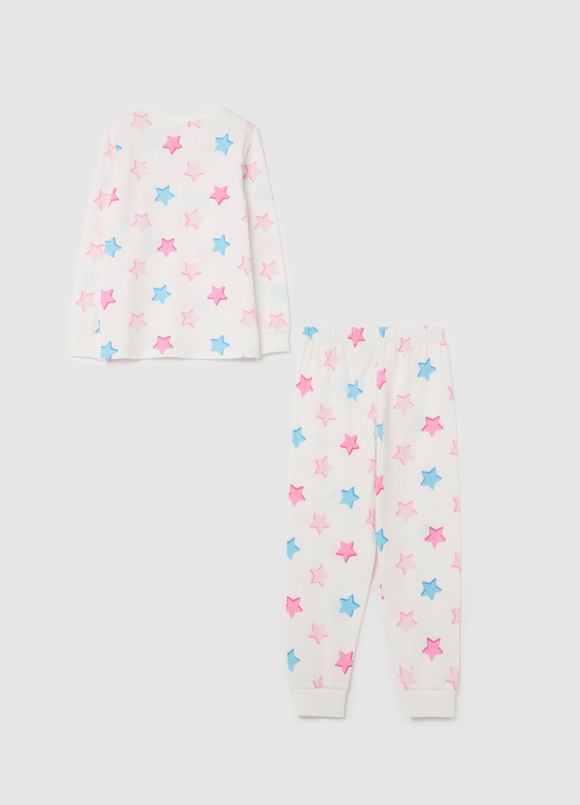 Pigiama lungo con stampa stelle multicolore