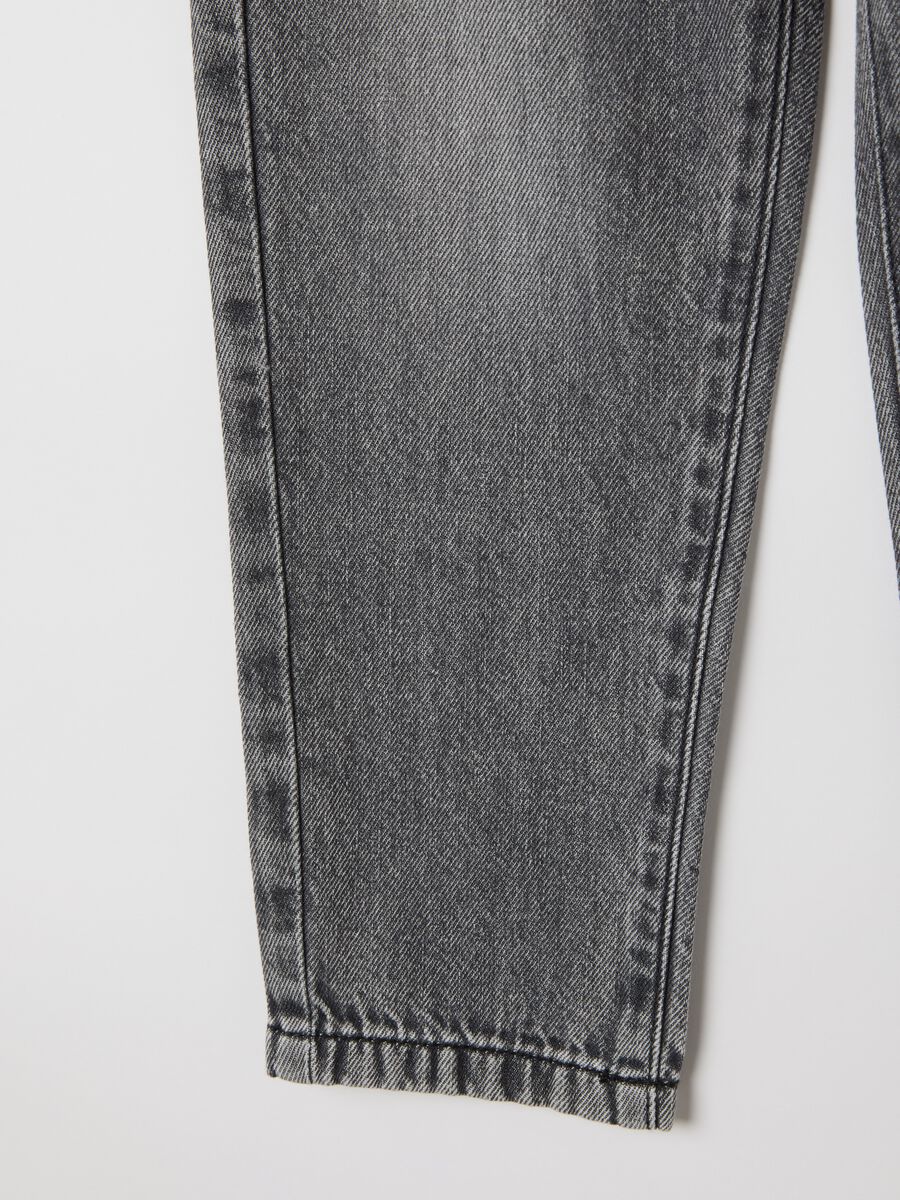 Children's grey cotton blend jeans with regular fit_3