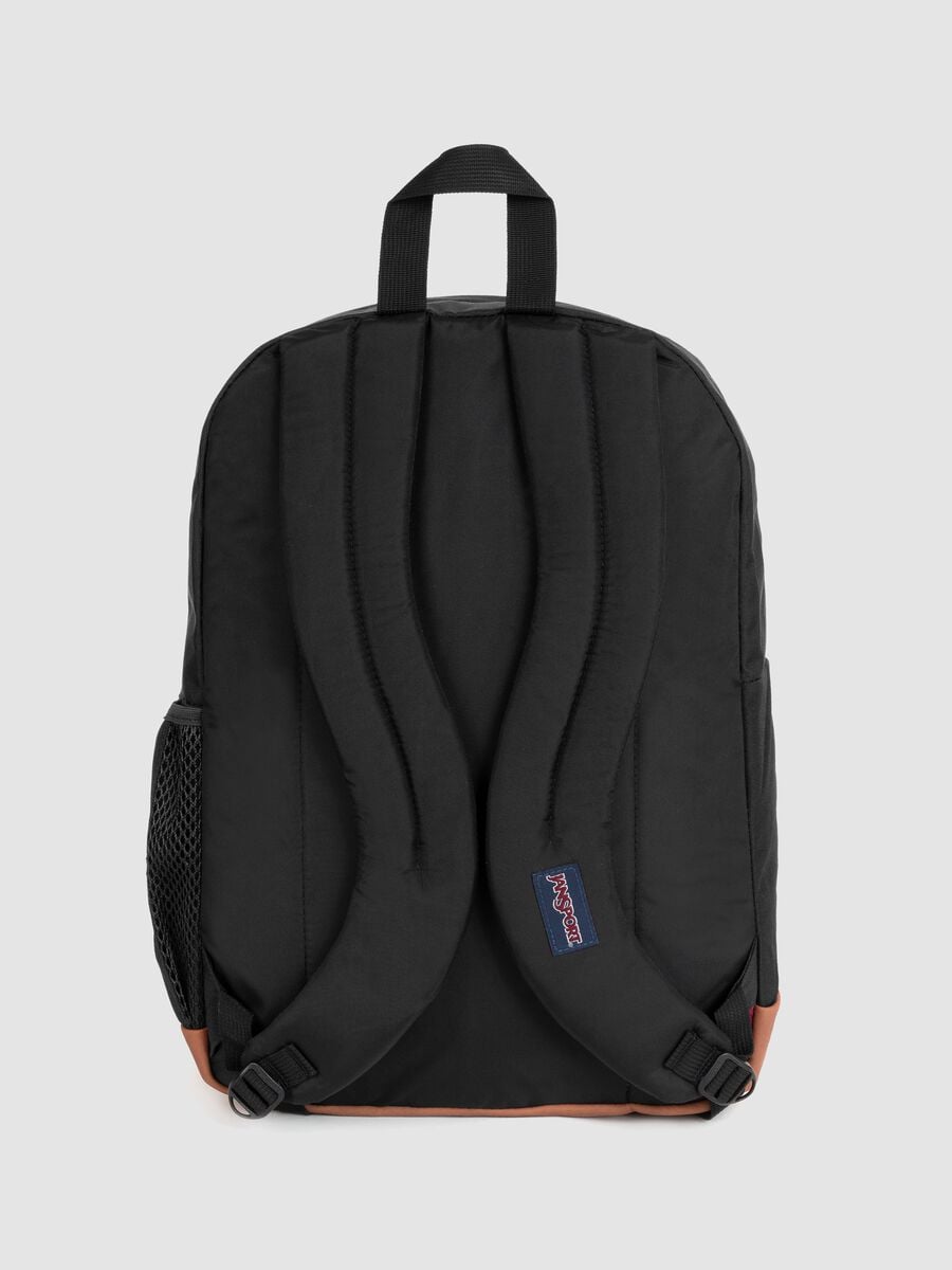 Zaino nero con fondo marrone e tasche esterne_1