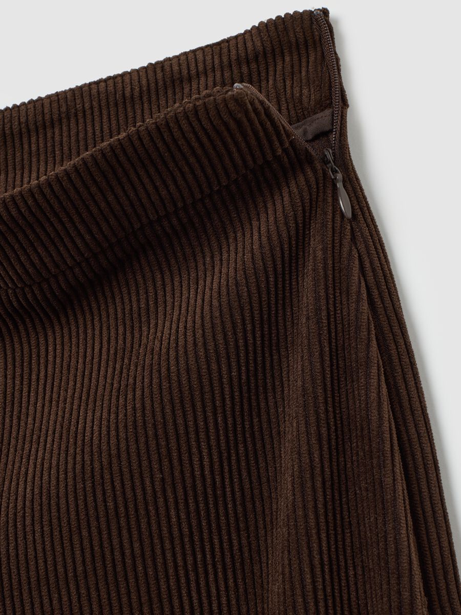 Brown Wide Leg Corduroy Trousers_5