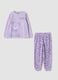 Lilac purple crew-neck pyjamas with teddy bear print_0