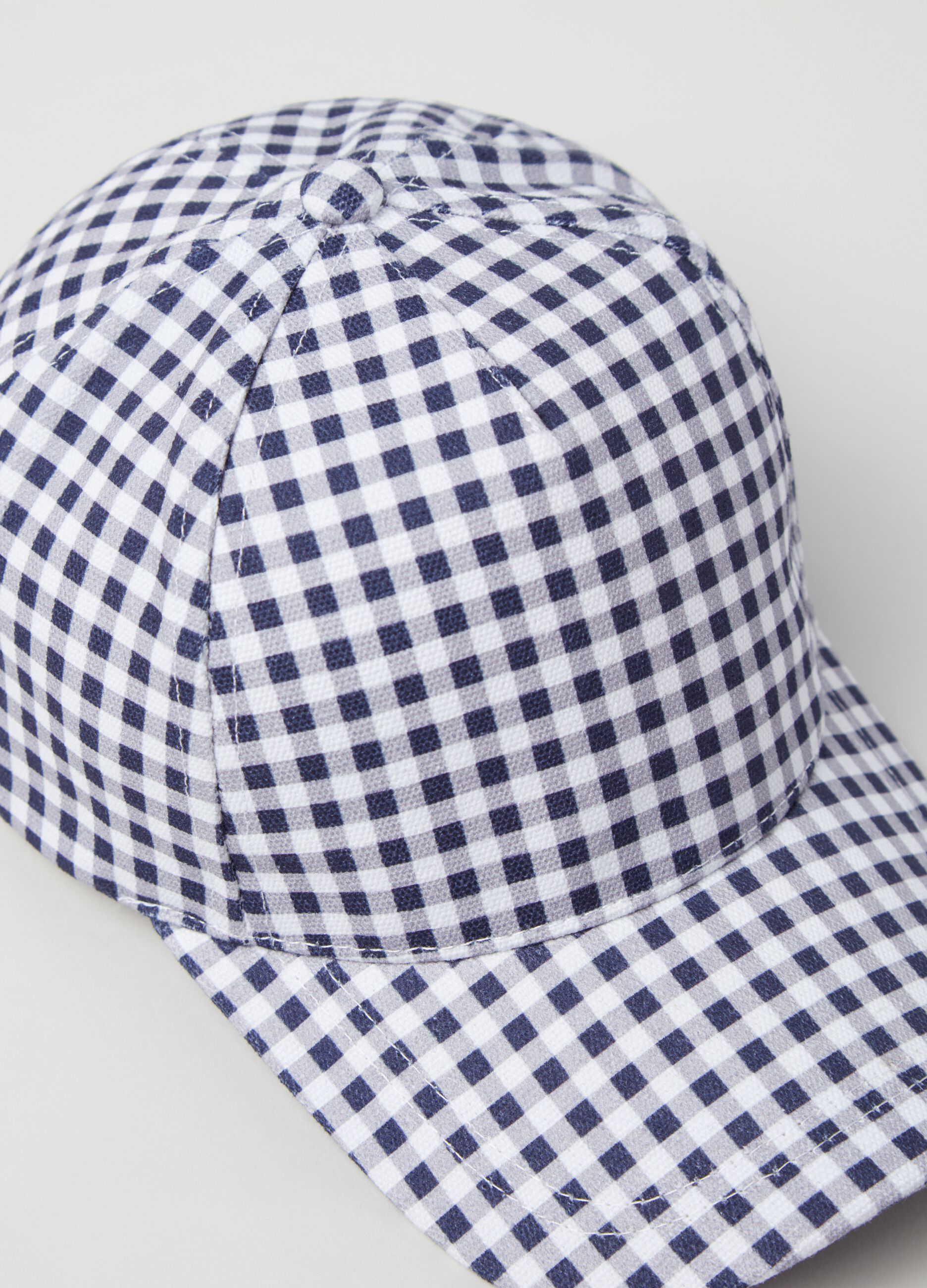 Baseball cap with check print