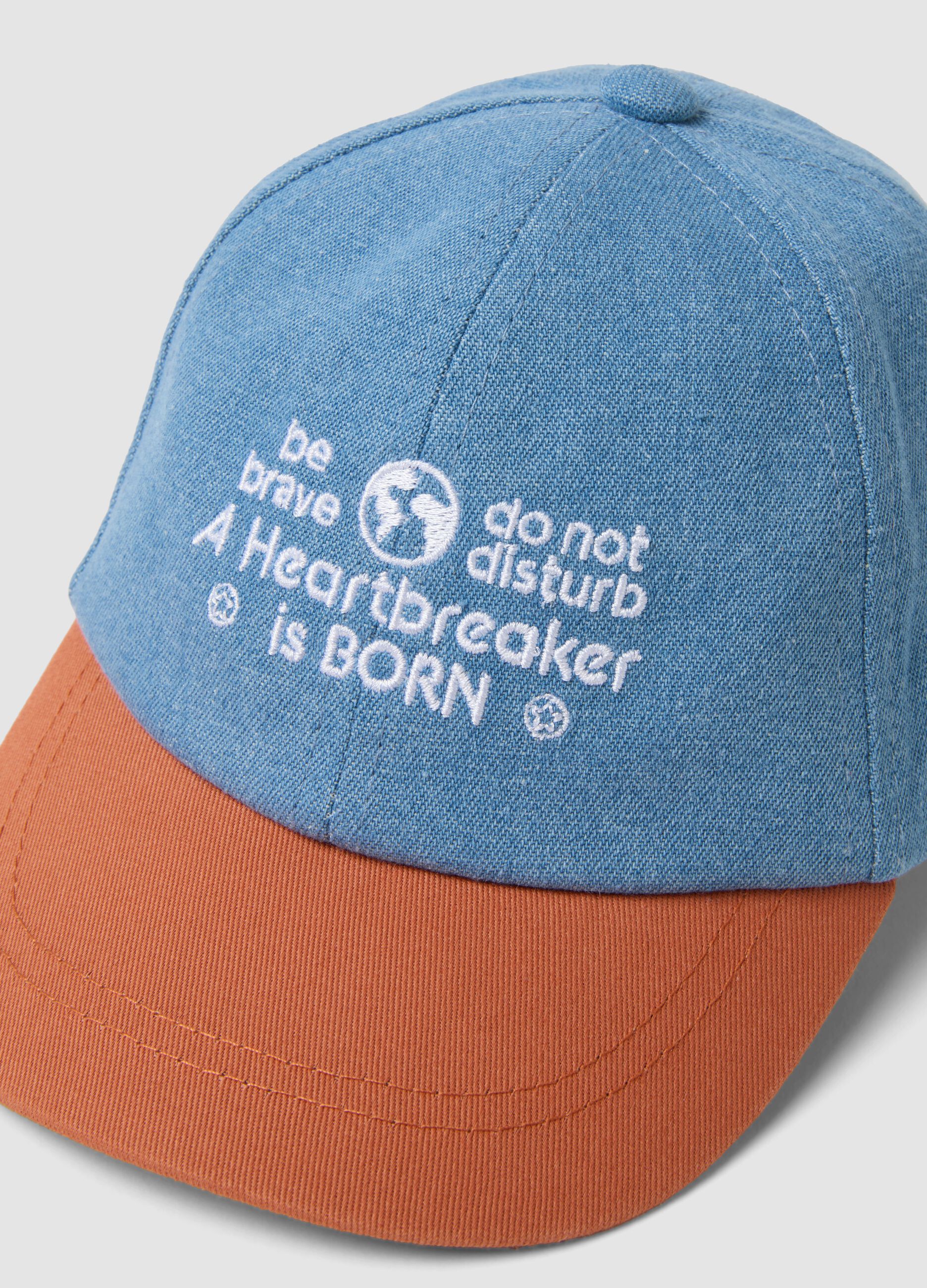 Blue and orange baseball cap in a cotton-viscose blend