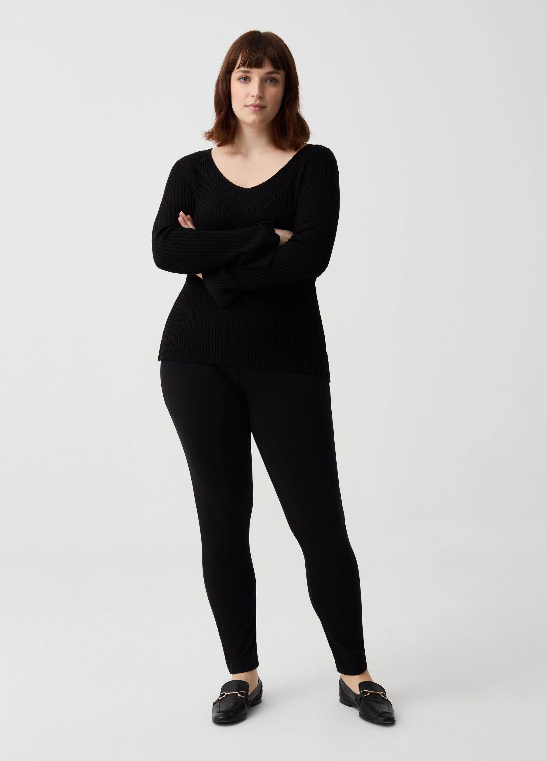 Curvy stretch cotton leggings