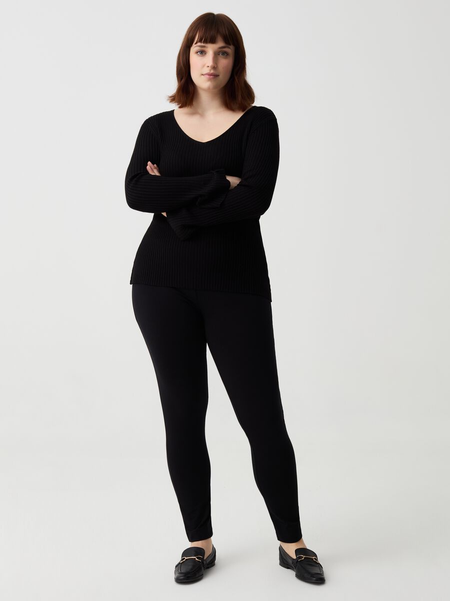 Curvy stretch cotton leggings_0