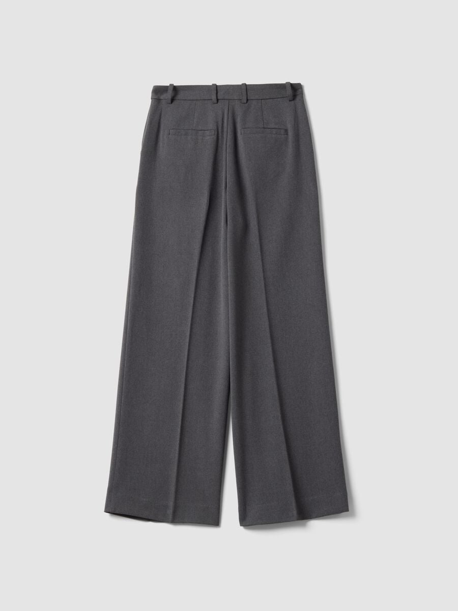 Pantaloni formali grigi flare in viscosa elasticizzata_2
