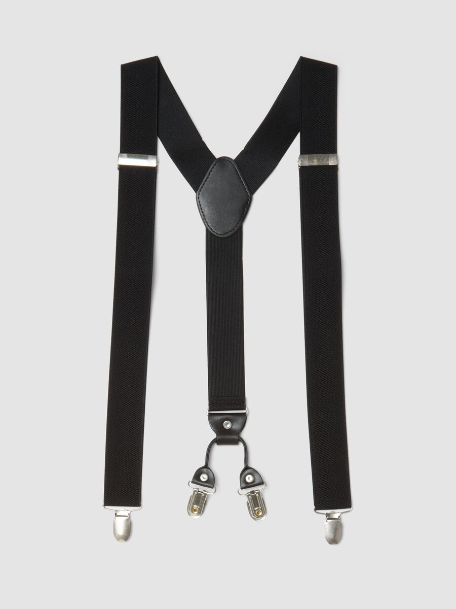 Bretelle nere elasticizzate con clip in metallo_0