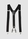 Black elasticated braces with metal clips_0