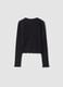 Black ribbed cotton-blend crew-neck T-shirt_1
