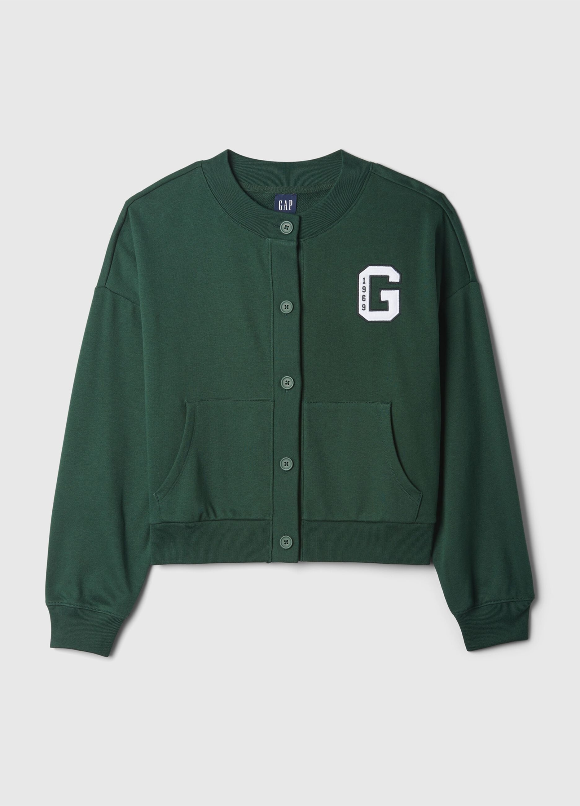 Oversized sweatshirt with buttons and logo embroidery