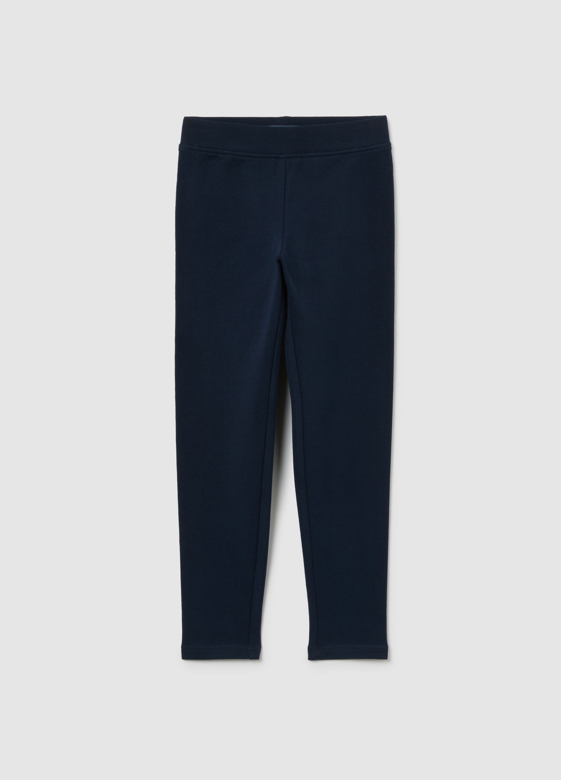 Girls' blue cotton stretch skinny fit leggings
