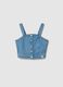 Blue Stretch Denim Cotton Crop Top for Girls Slim Fit_3