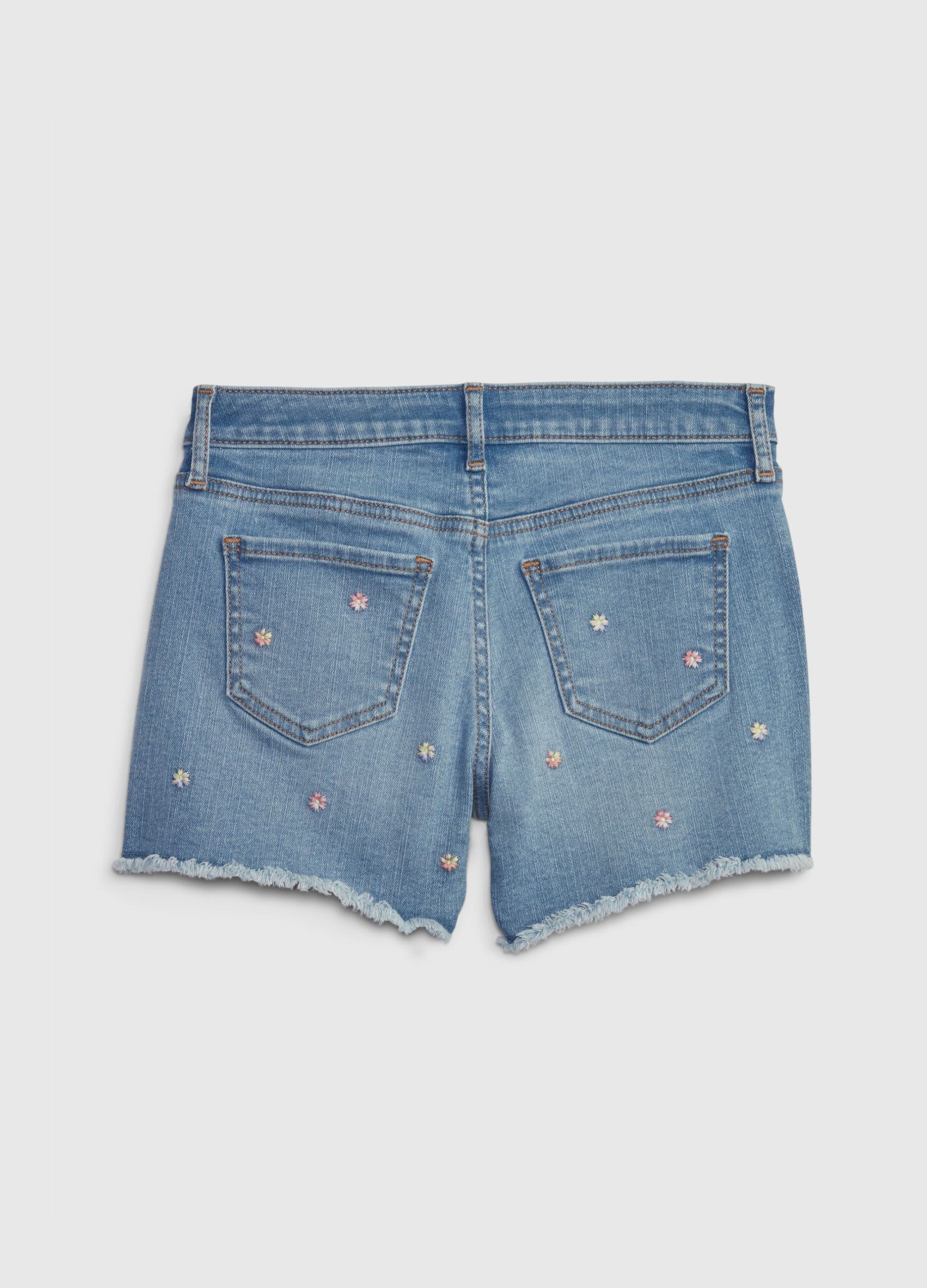 Denim shorts with flower embroidery