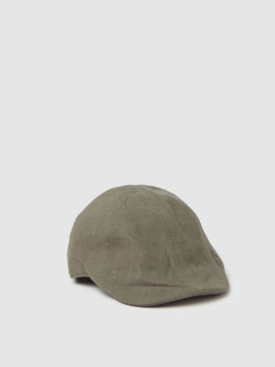 Viscose and linen flat cap_0