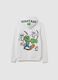 White kids' cotton blend sweatshirt regular fit with Minecraft print_4