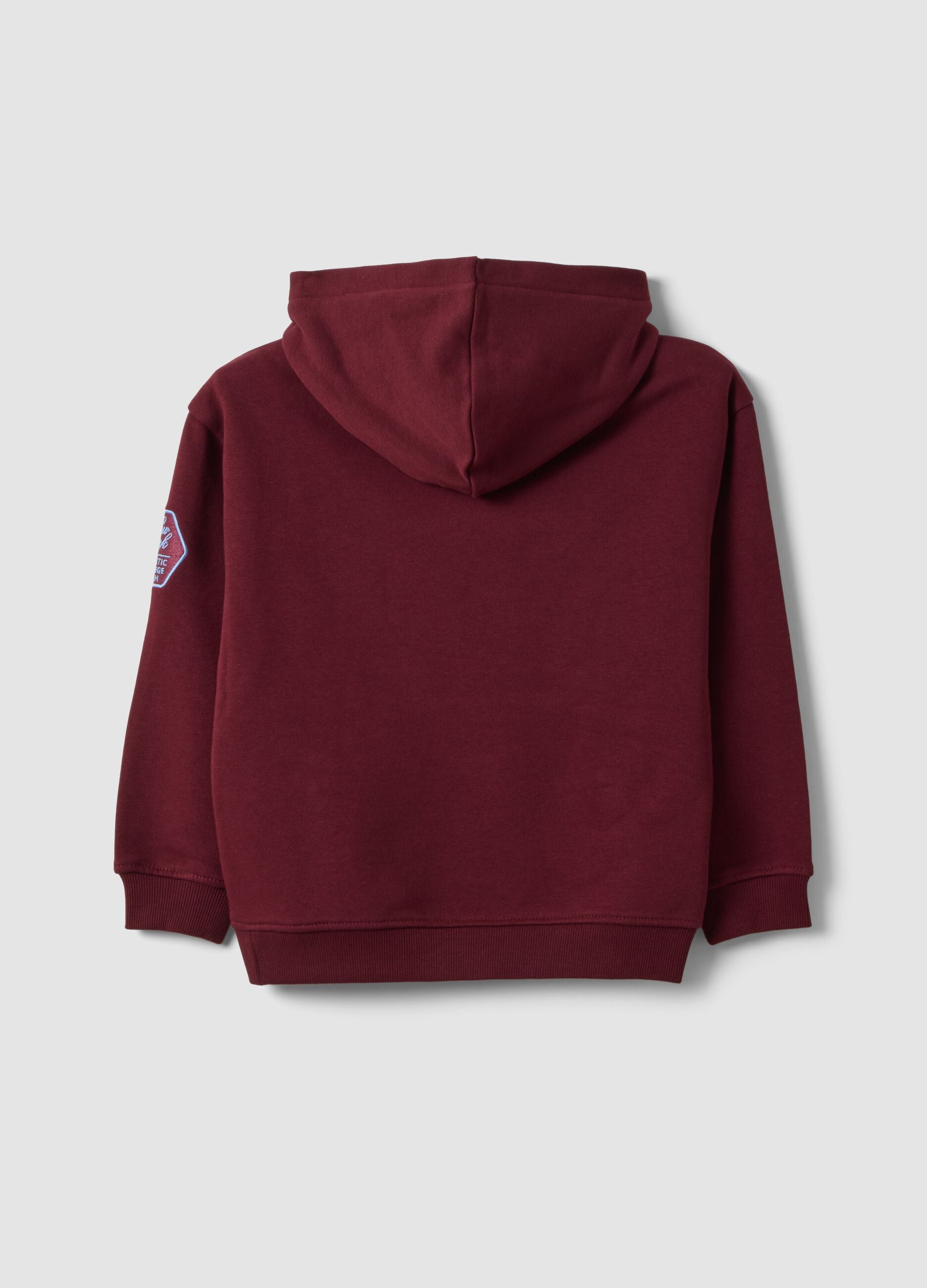 Purple cotton-blend hoodie with crew neck