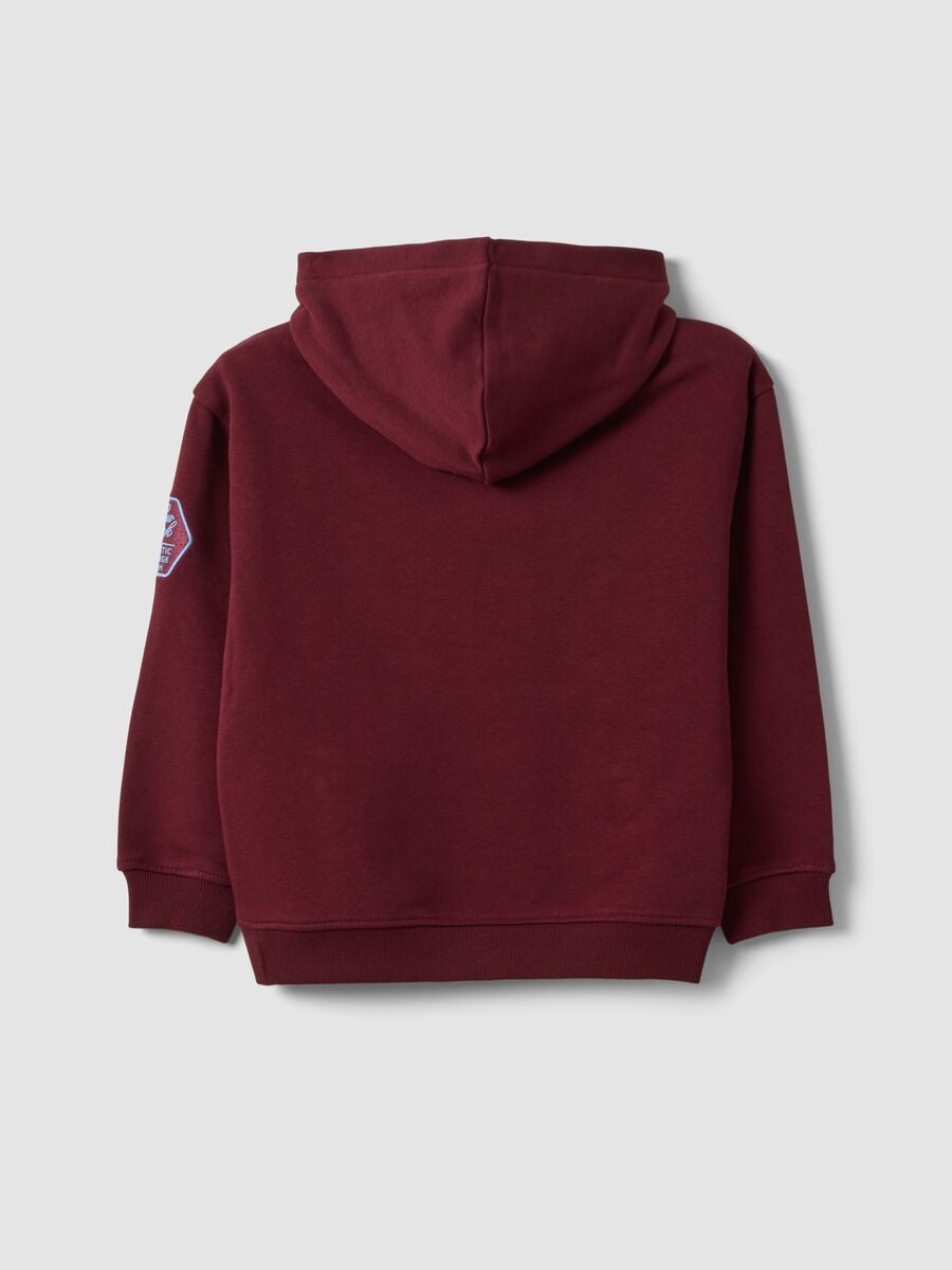 Felpa viola in misto cotone con cappuccio e girocollo_1