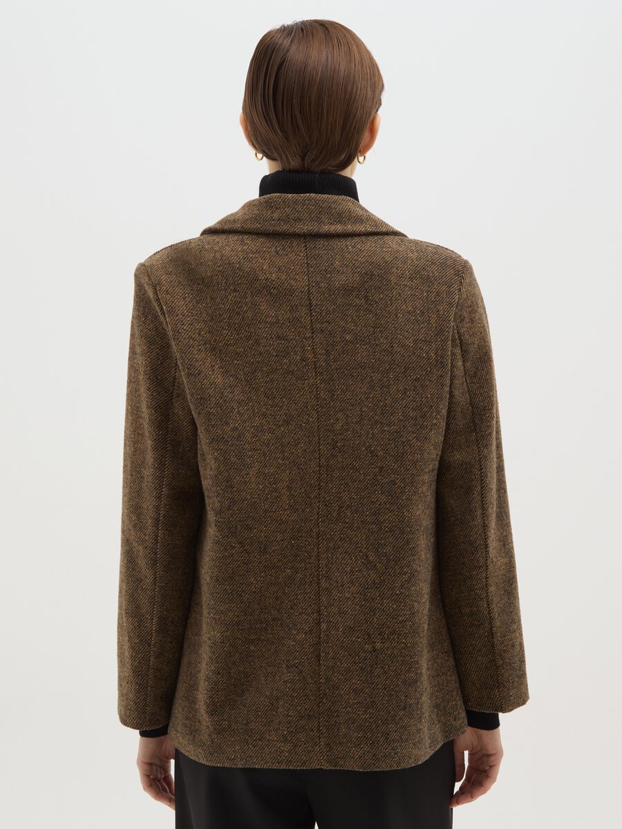 Brown regular fit jacket with decorated collar_2