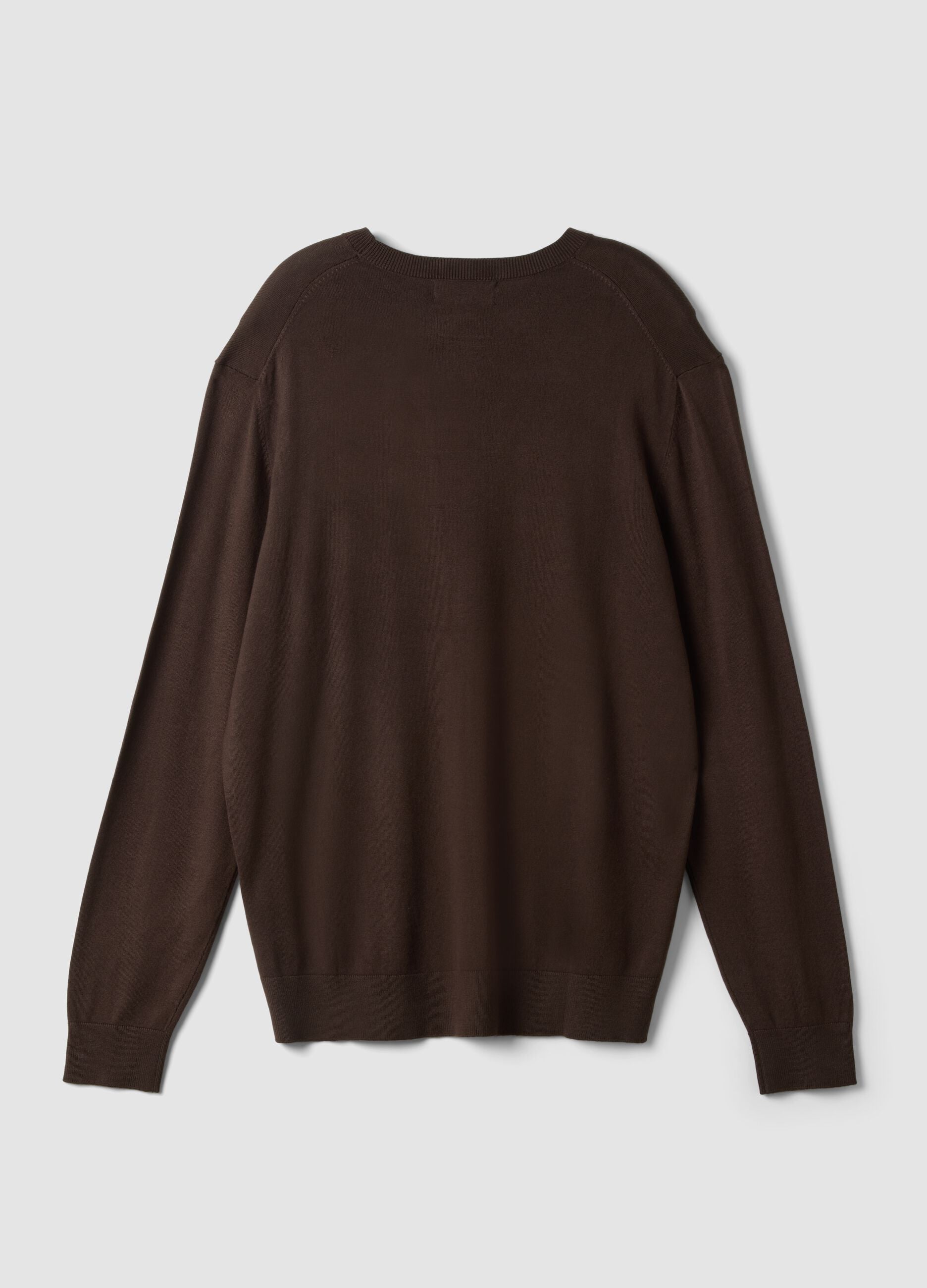Brown crew-neck jumper in viscose blend, regular fit