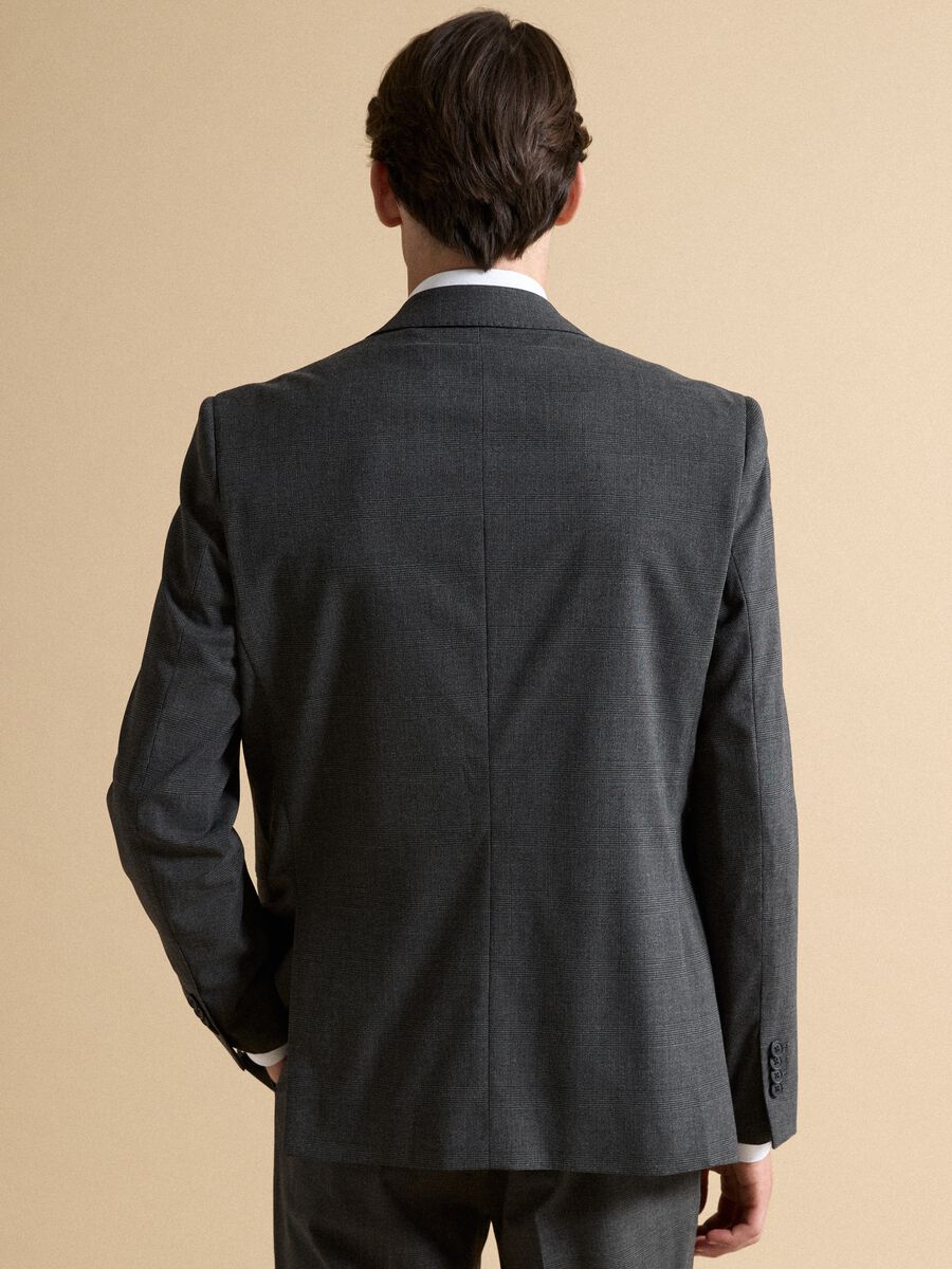 Grey stretch viscose blazer with classic lapels, slim fit_2