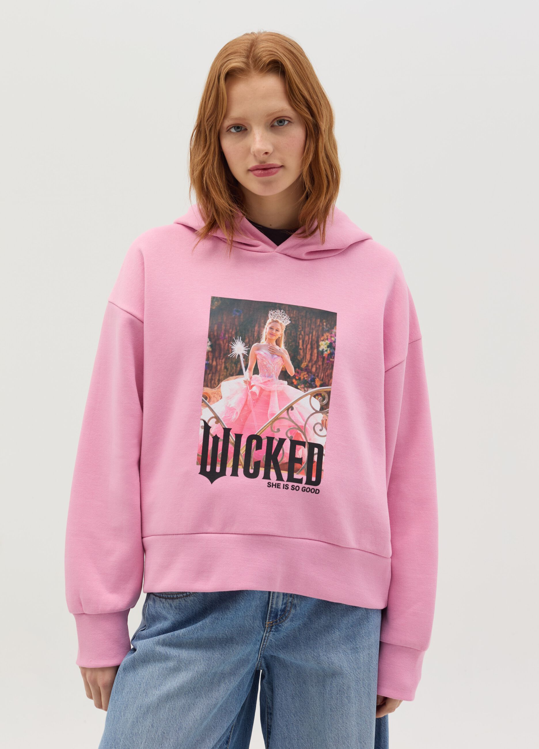 Felpa con cappuccio stampa Wicked