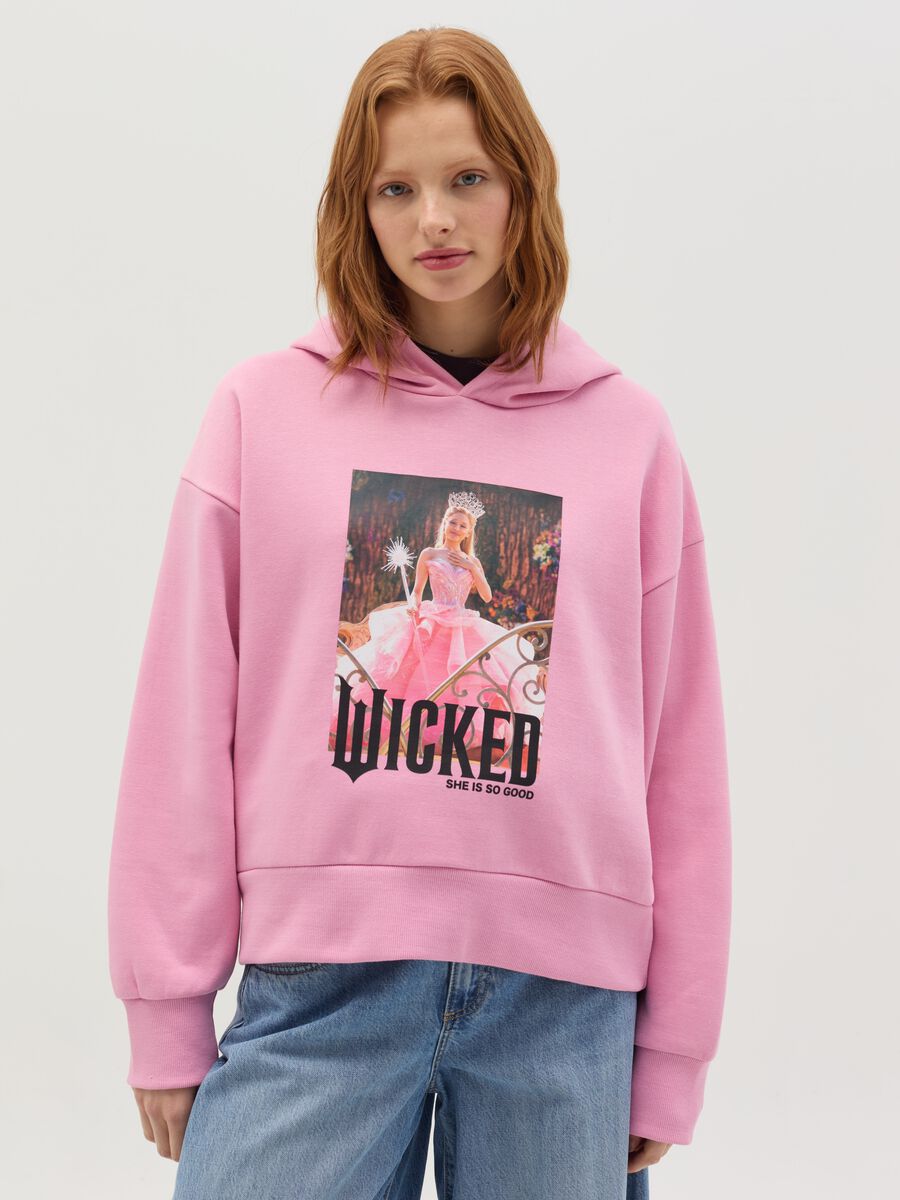 Sweatshirt with hood and Wicked print_0