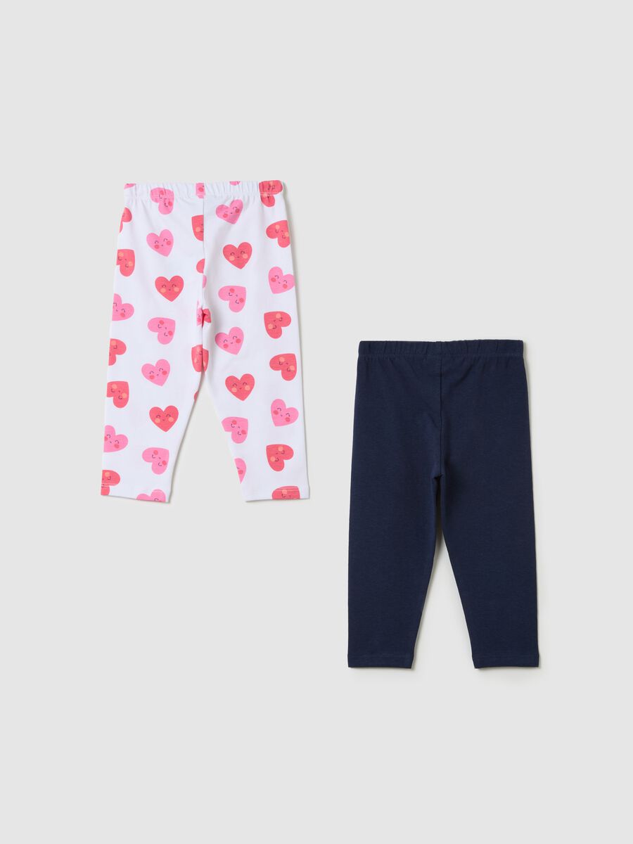 Two-pack leggings in stretch cotton with print_1