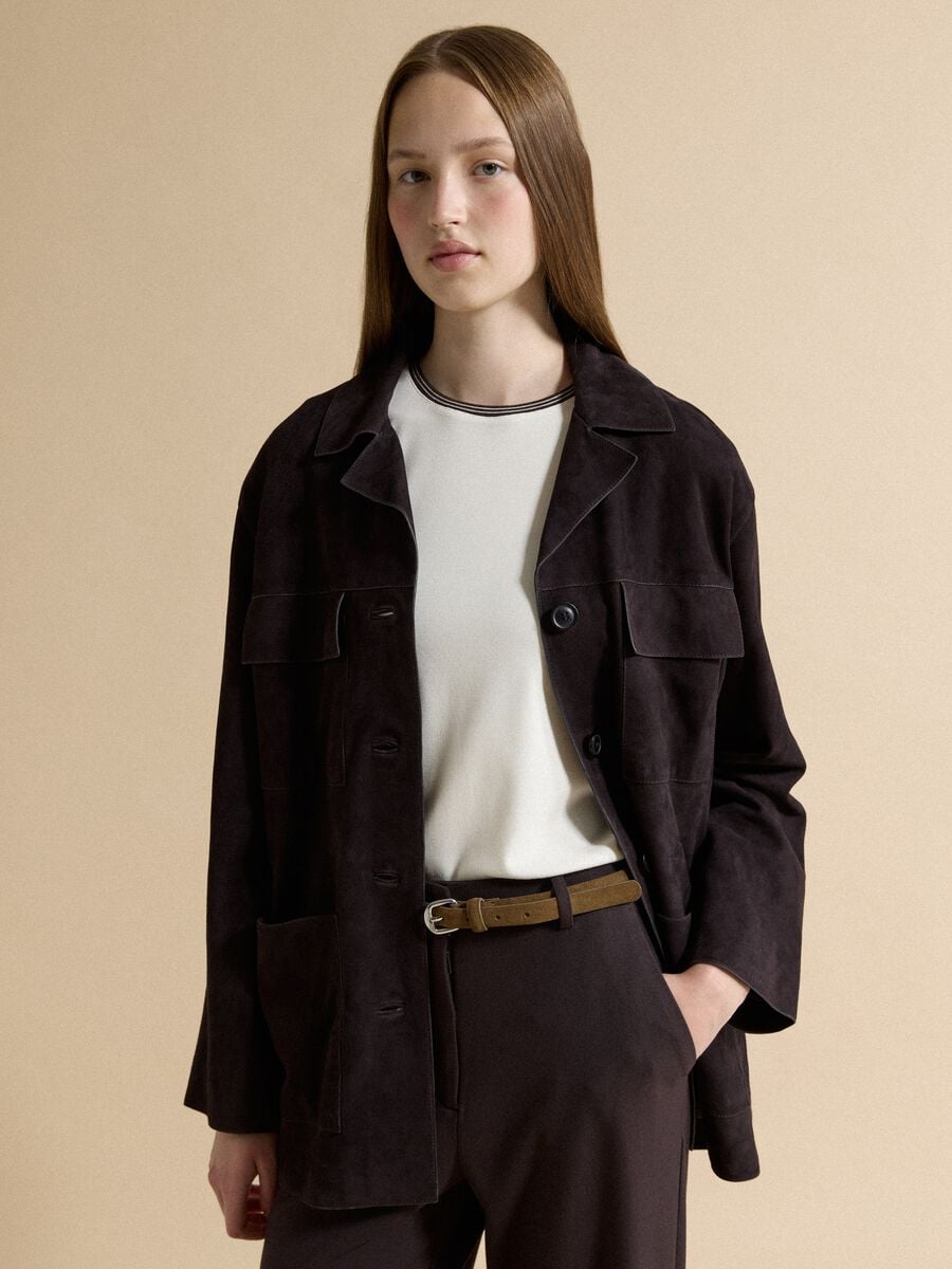 Black genuine leather jacket, regular fit_0