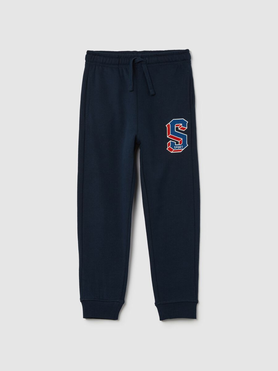 Fleece joggers with drawstring and print_0