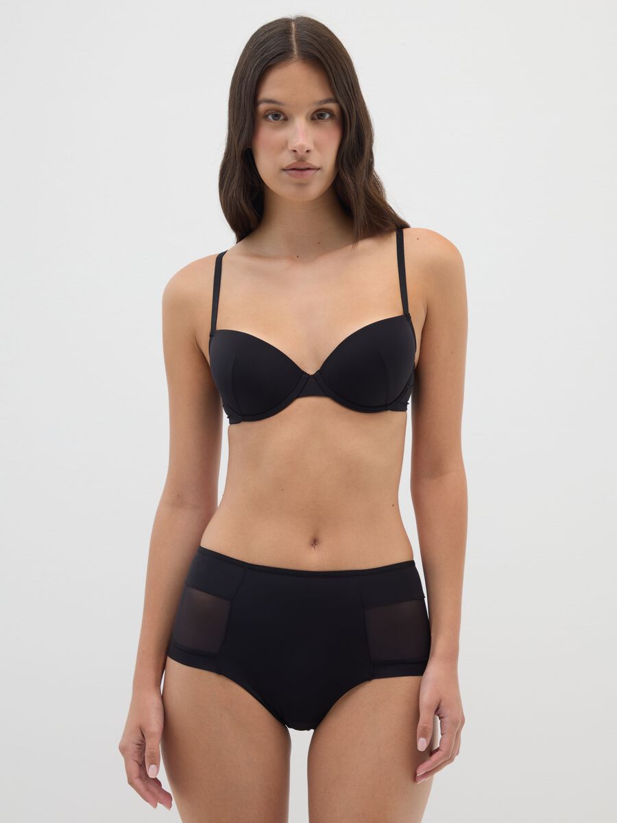 High-waisted black fabric briefs_0