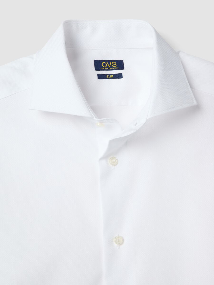 Camicia a maniche lunghe in puro cotone bianca easy iron slim fit_5
