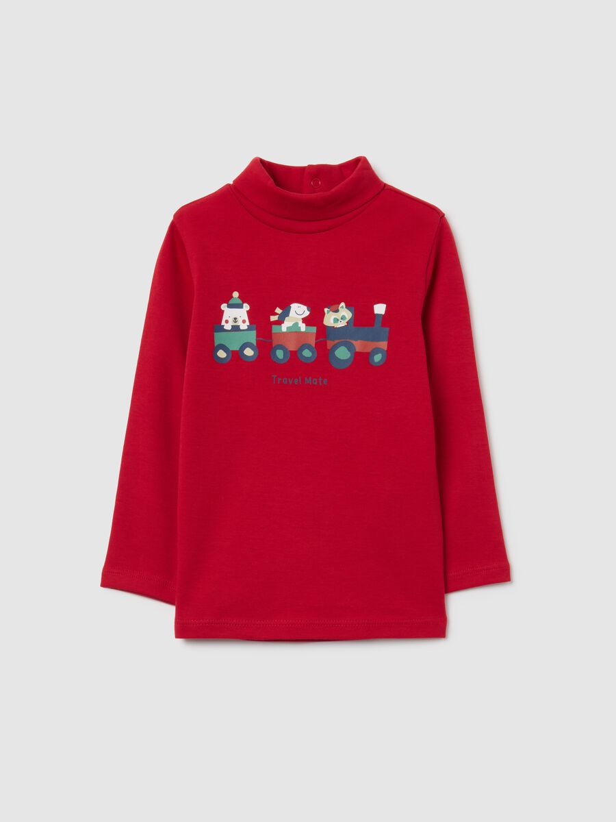 Red turtleneck cotton baby top regular fit_0