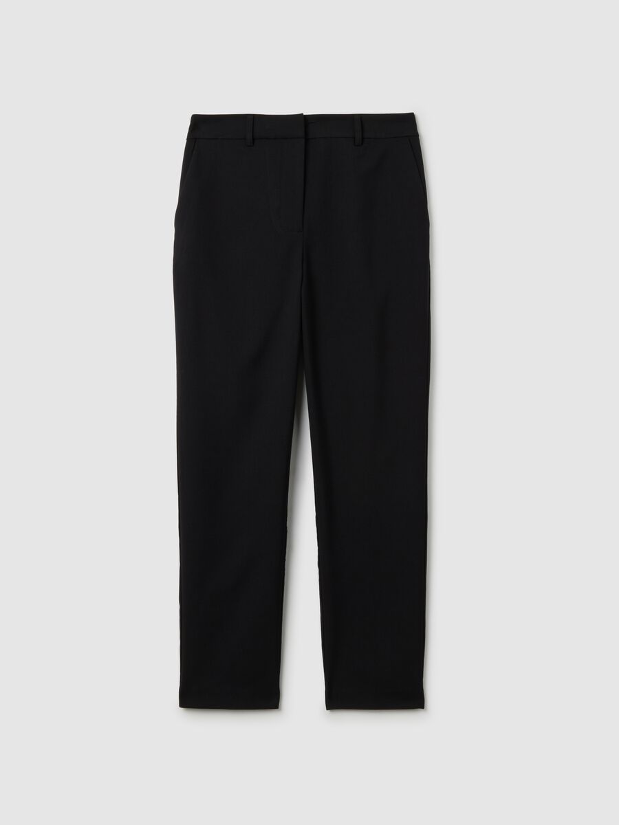 Black Slim Elasticated Trousers_4