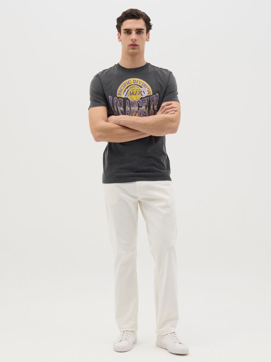 Grey NBA Los Angeles Lakers T-shirt_1