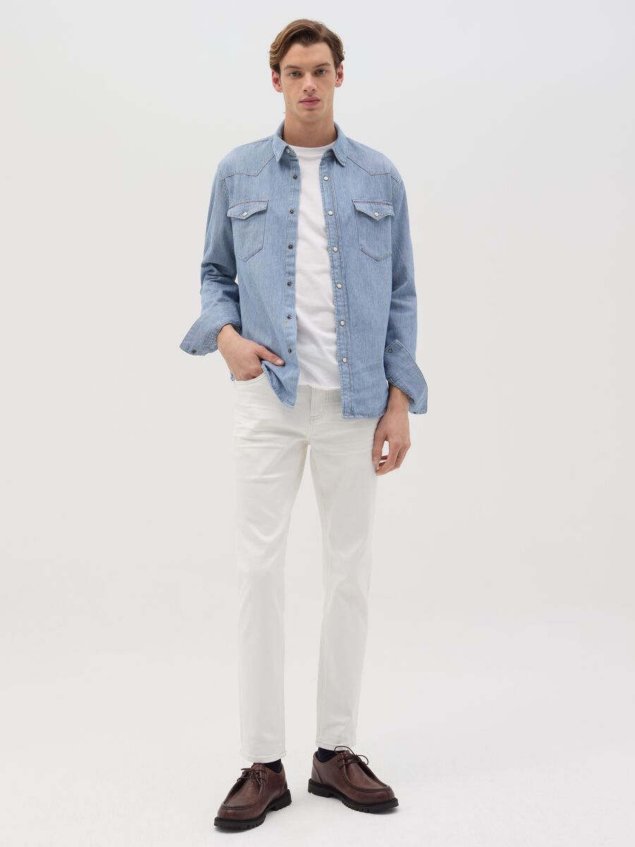 Western shirt in denim with pearl buttons_1