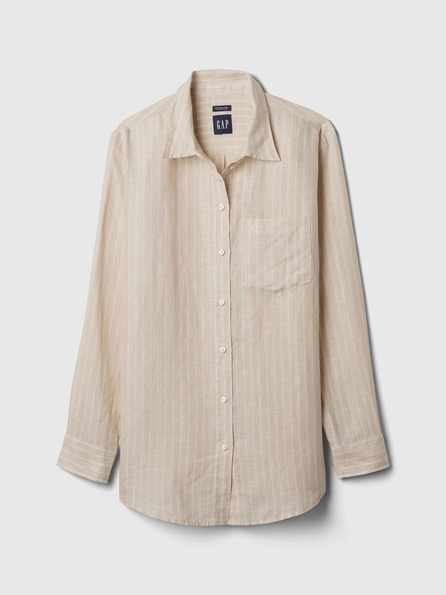 Camicia boyfriend fit in lino con tasca_3