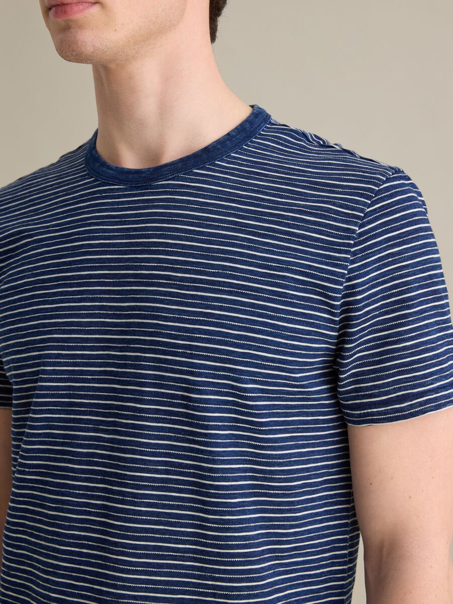 Blue and white T-shirt in striped cotton_2