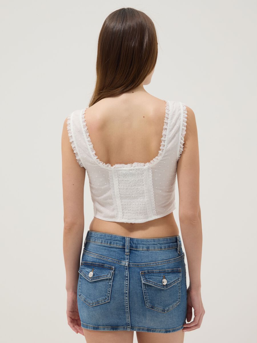 Gilet bianco in puro cotone con pizzo_3