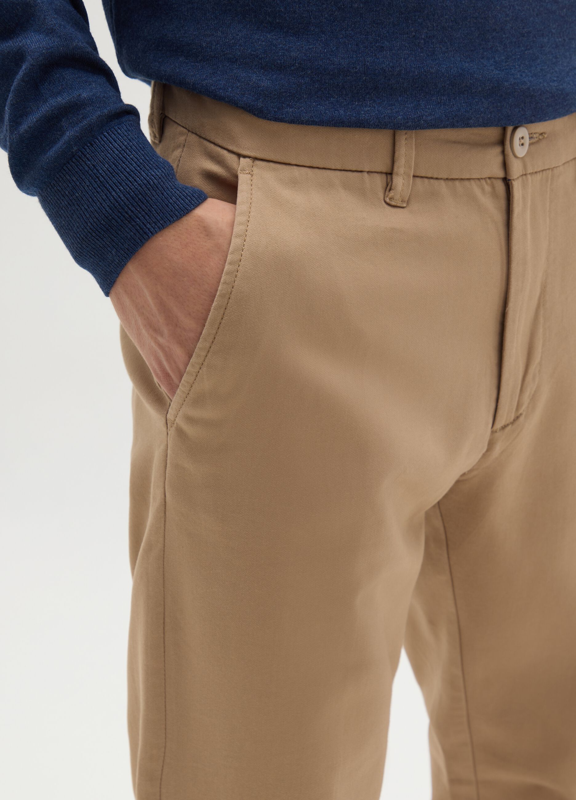 Brown slim fit cotton trousers