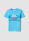 Light blue short-sleeve pure cotton T-shirt with appliqu&eacute; boat_0